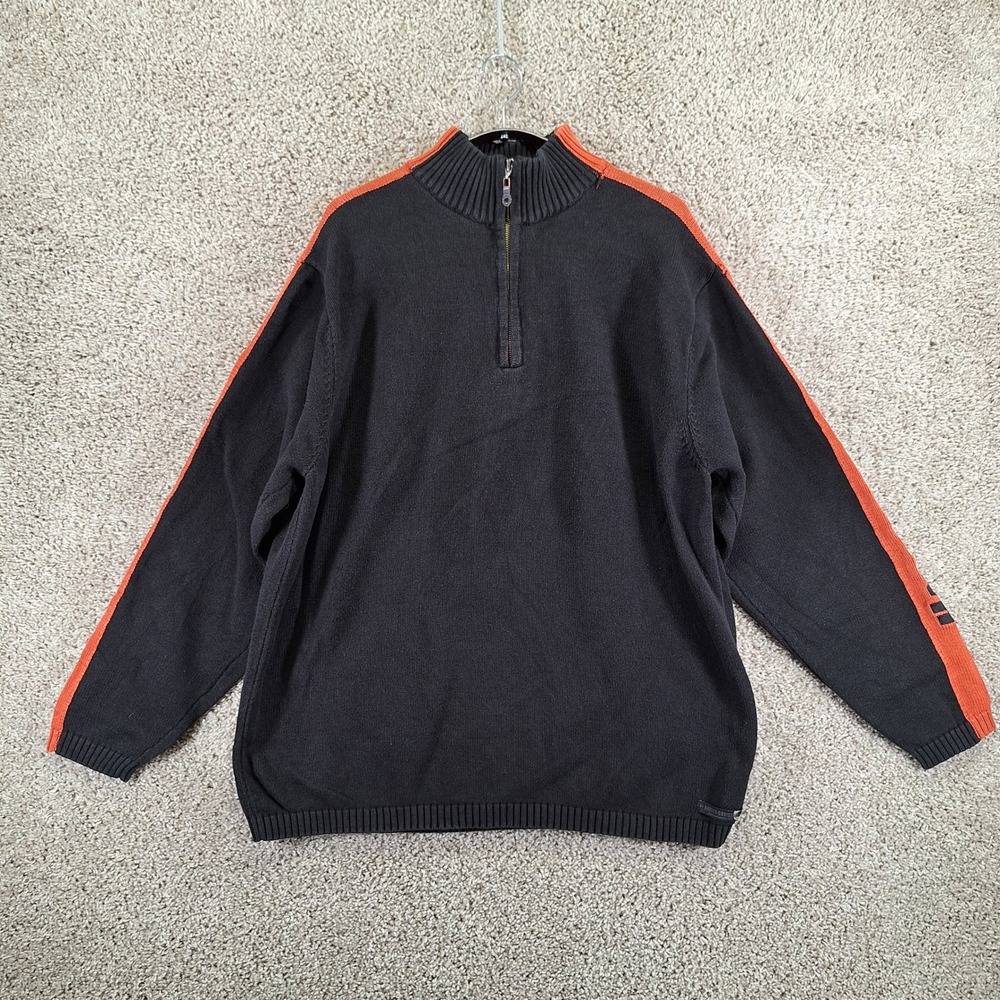 Harley-Davidson Quarter Zip Sweater Mens Large Black Biker Moto Outerwear